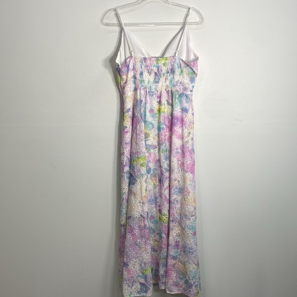Adyson Parker Large Eyelet Watercolor Boho Midi Dress Cottagecore - Picture 9 of 15